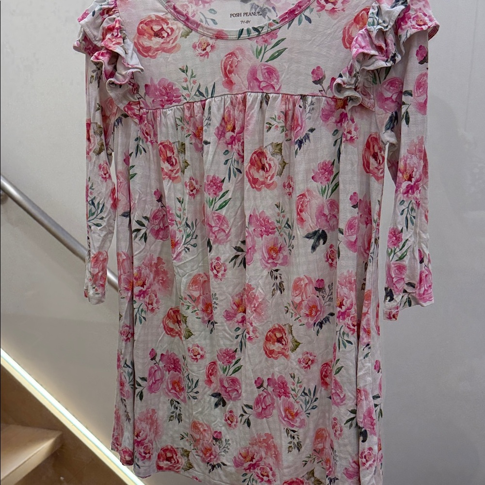 Posh Peanut Pink and Green Floral nightgown 
7Y-8Y